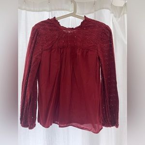 Madewell long sleeve eyelet top